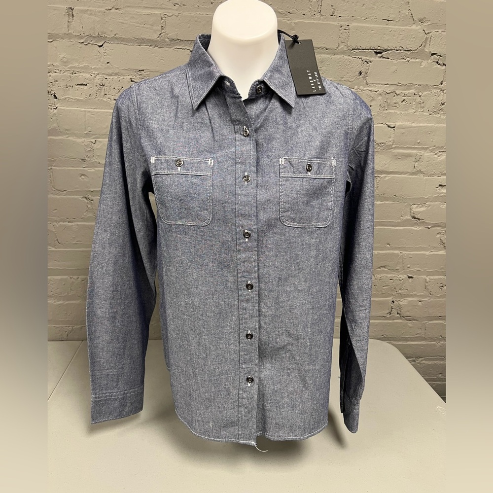 Classic Blue Denim Button-Down Shirt for Women